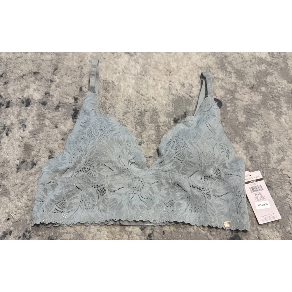 Danskin Floral Lace Longline Bralette Light Blue New Women's Sz Large